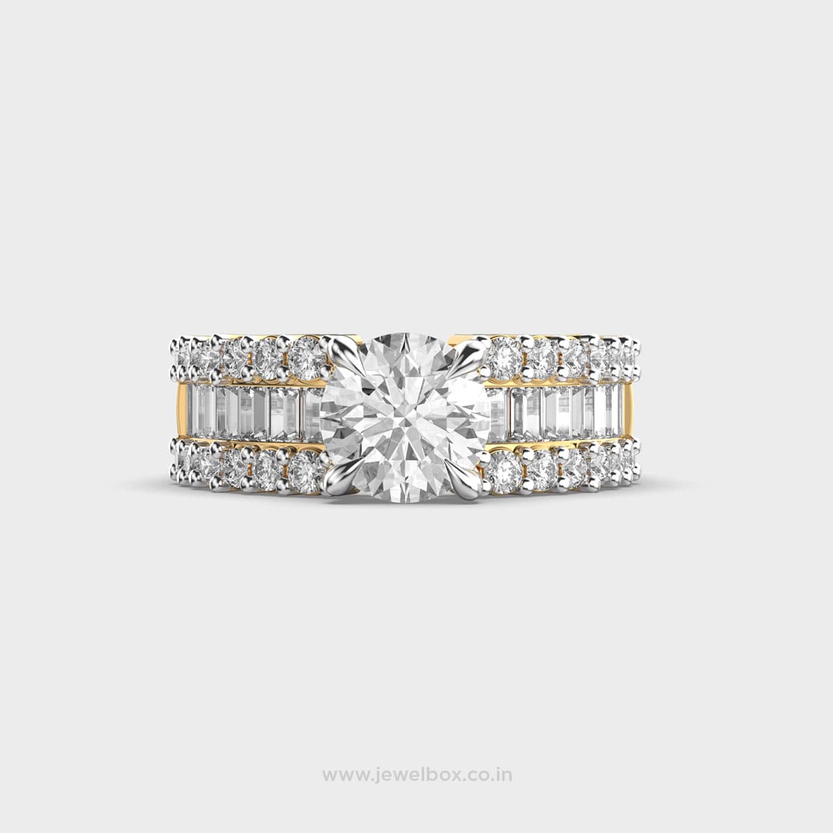 Queens Round Solitaire Statement Ring