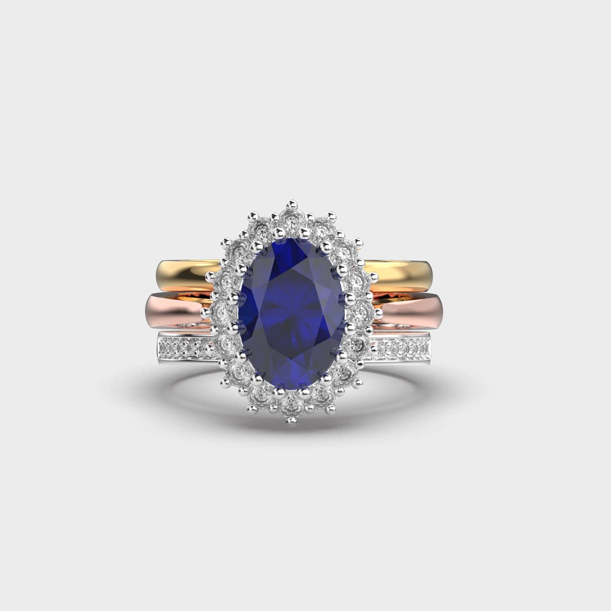 Hope Of Ocean Blue Stone Diamond Ring