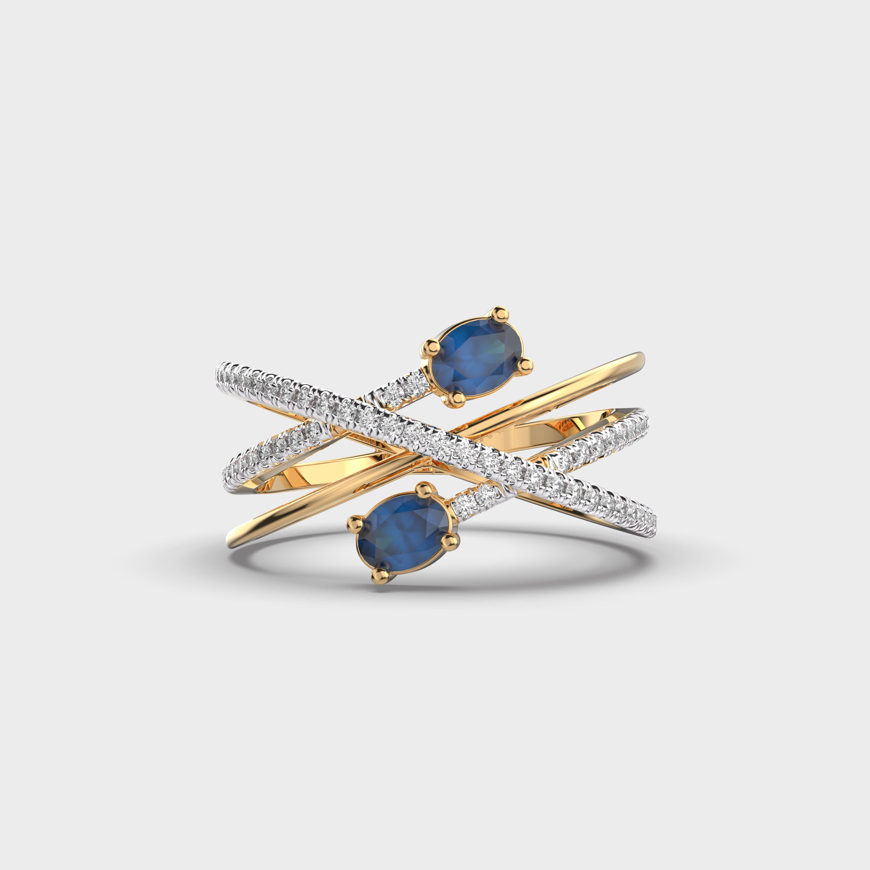 Blue Crossing Paths Diamond Ring