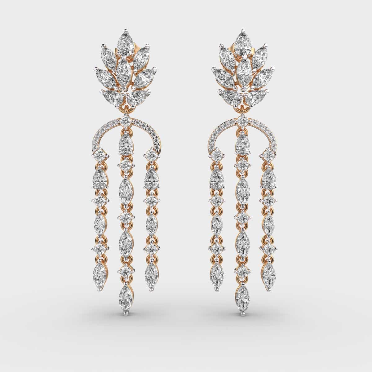 Cascading Crown Chandelier Diamond Earrings