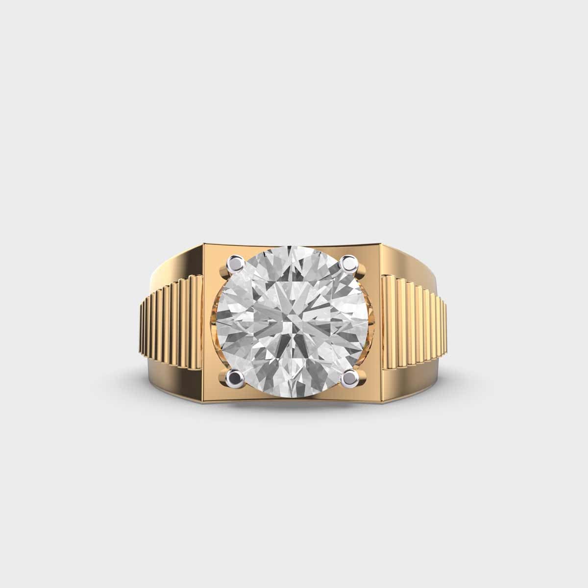 Flute Band Solitaire Diamond Ring For Men