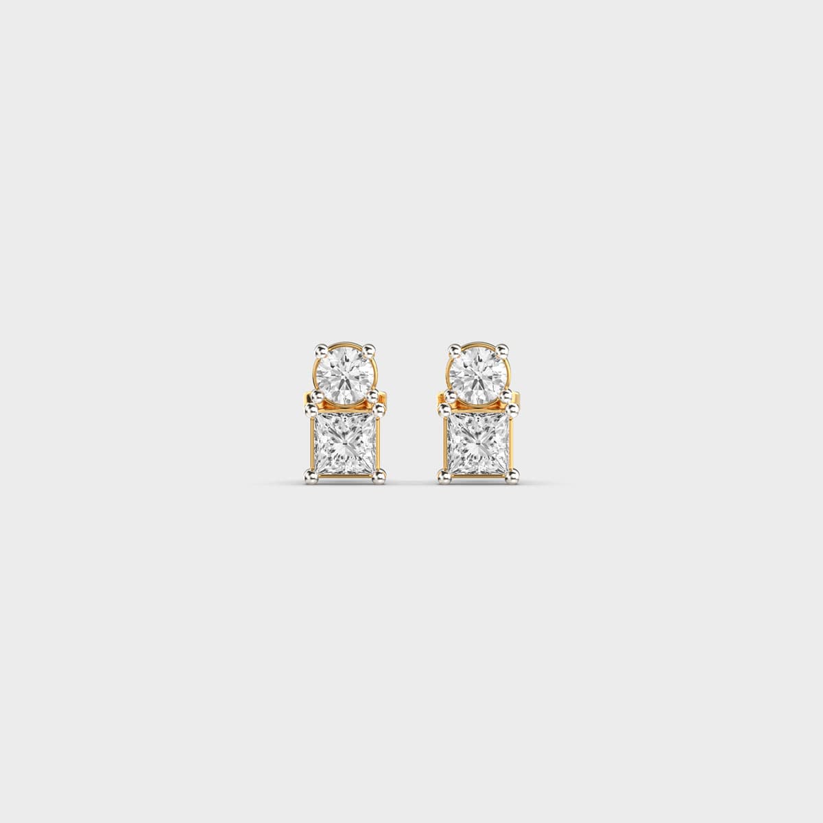 Dainty Princess Cut Diamond Ear Studs