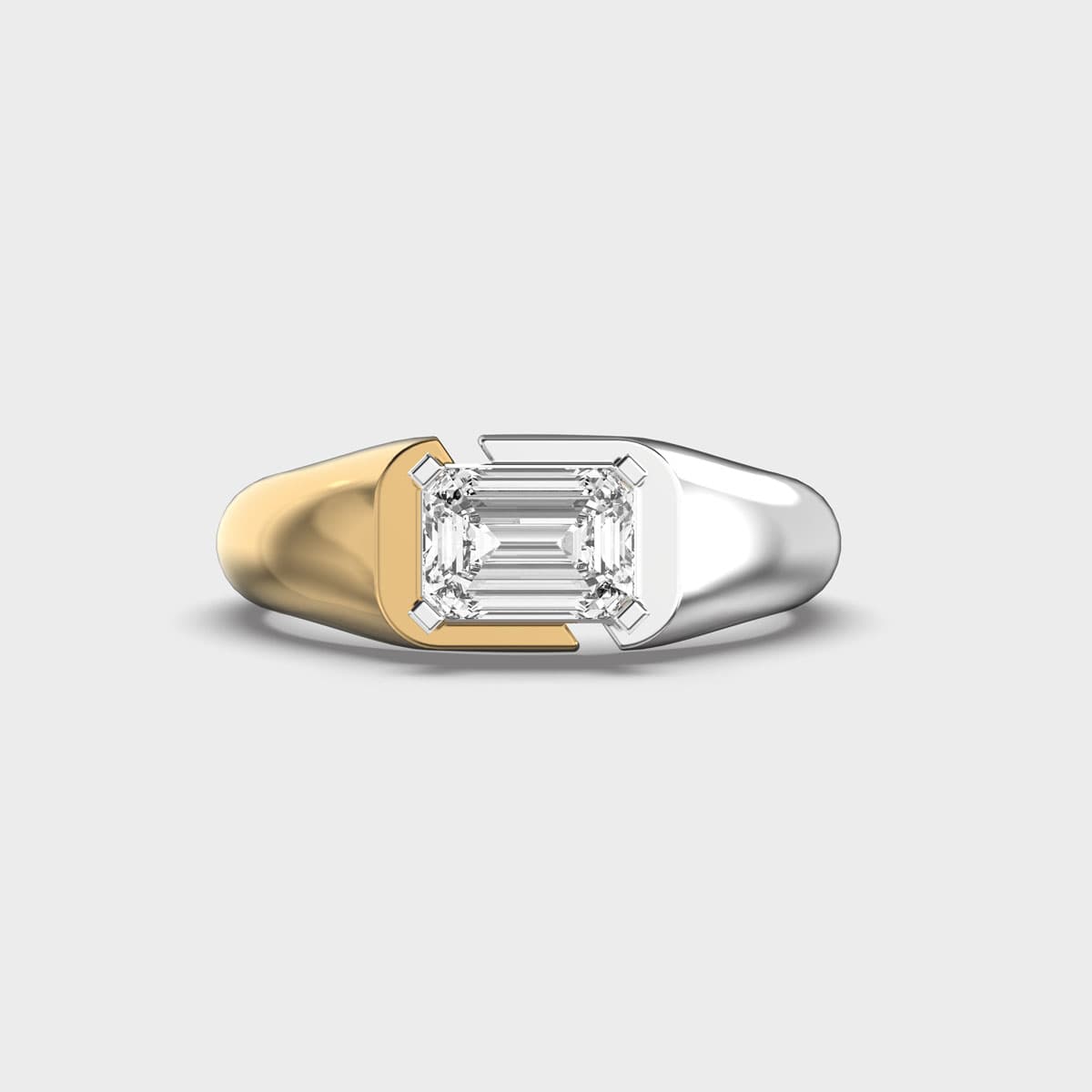 Split Tone Emerald Diamond Ring For Men