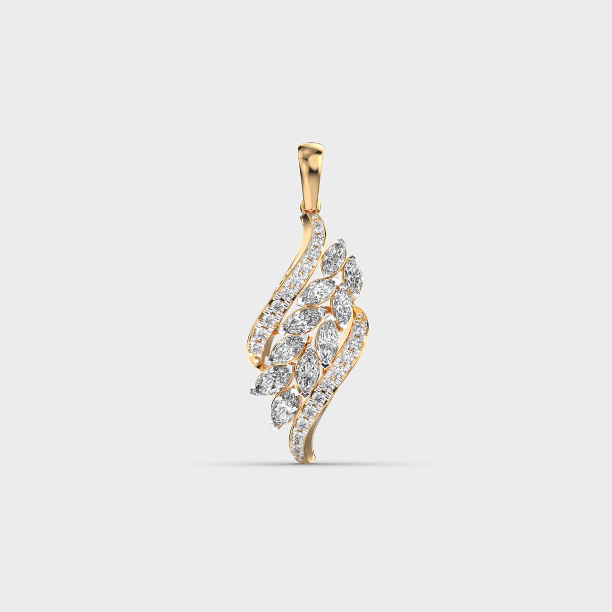 Swirl Plume Diamond Pendant (Without Chain)