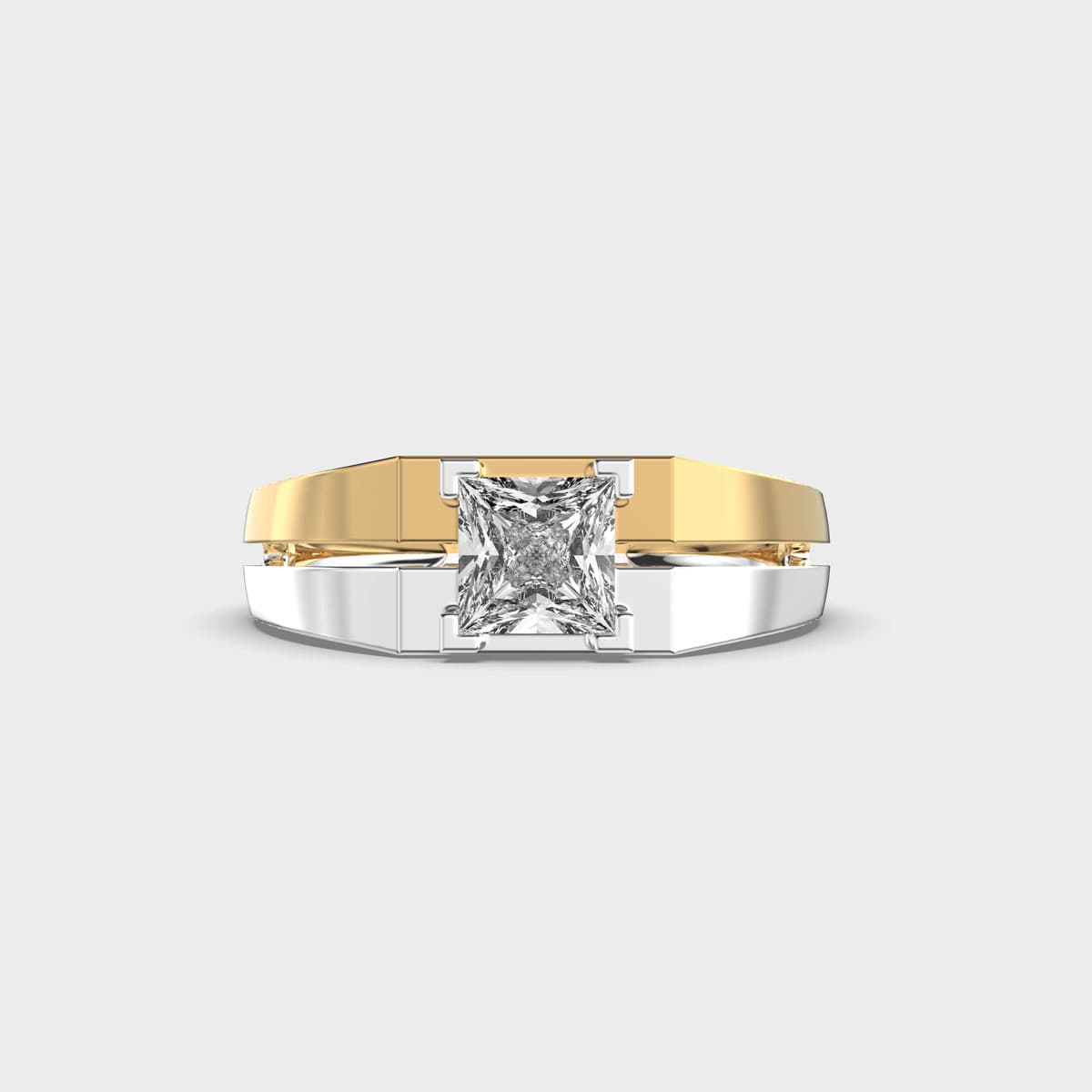 Split Tone Princess Diamond Ring For Men