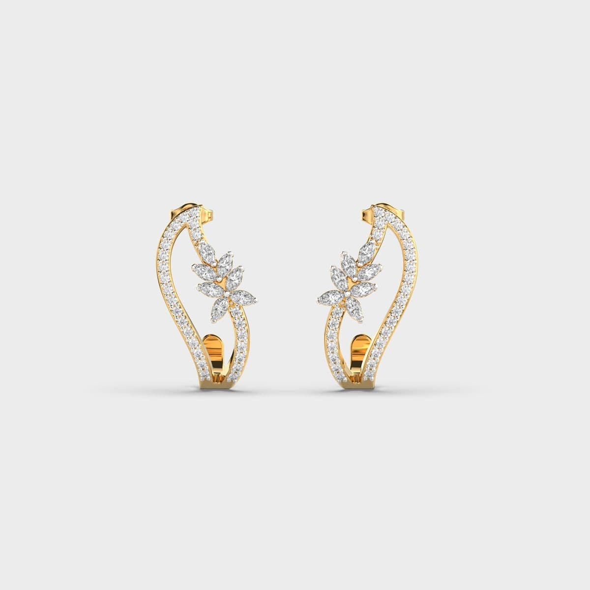 Marquise Bloom Curve Diamond Earrings