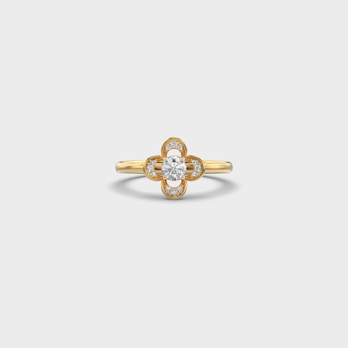 Lucky Clover Solitaire Diamond Ring