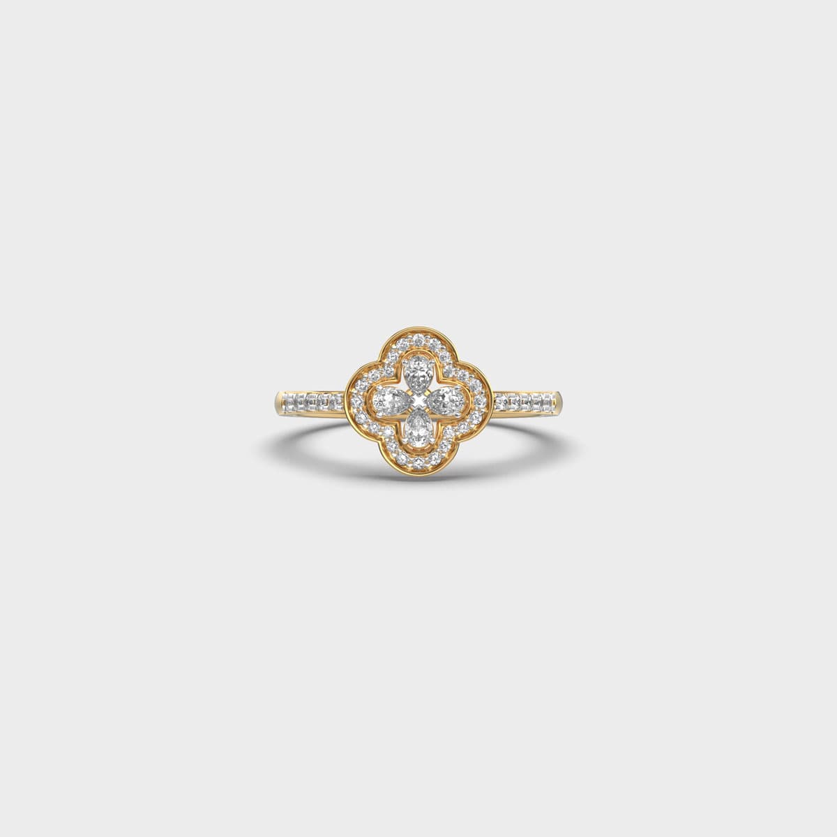 Frosted Clover Diamond Ring