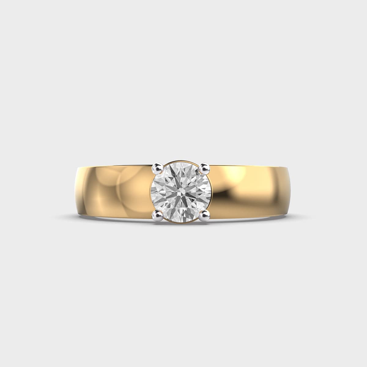 Broad Band Solitaire Diamond Ring For Men