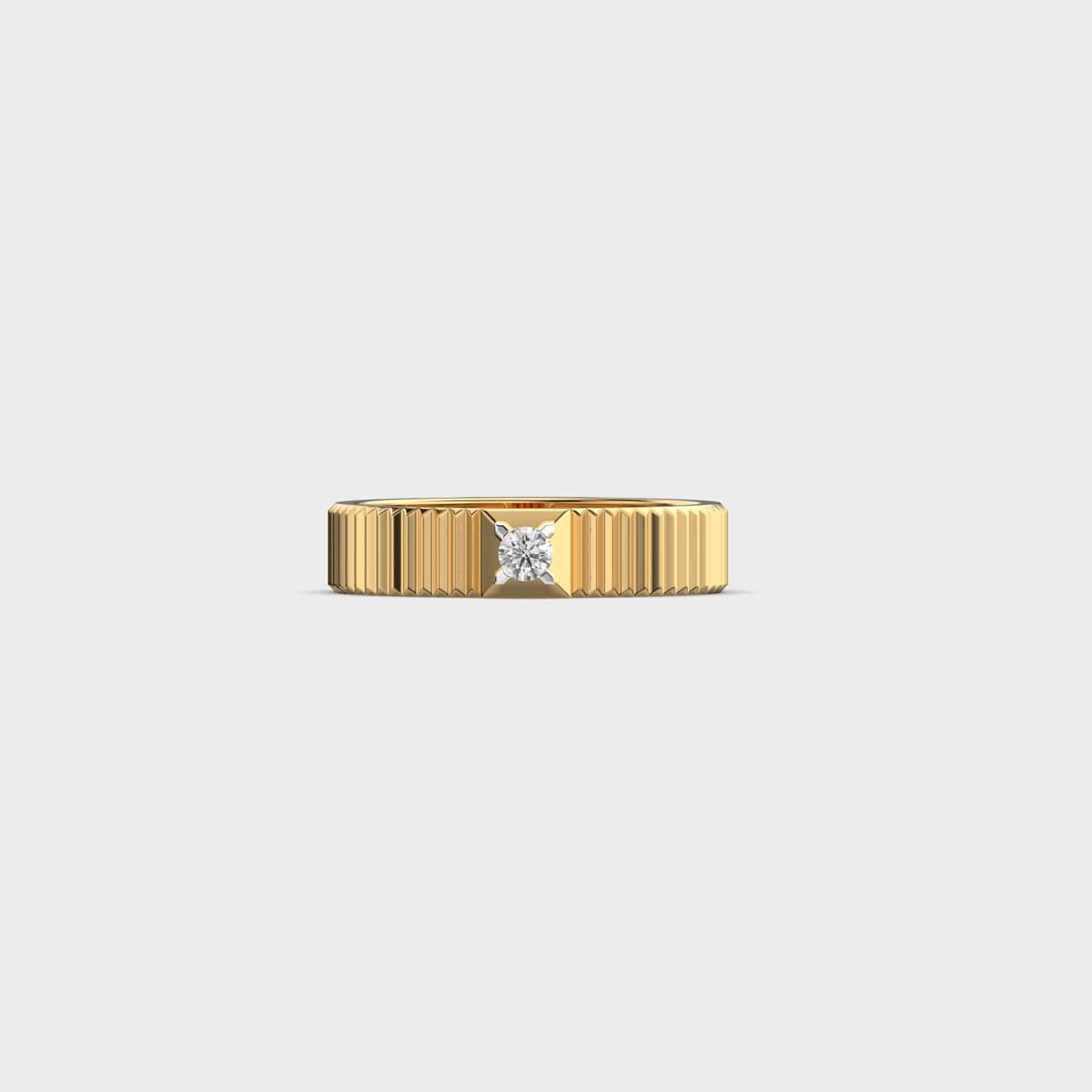 Fluted Band Raised Diamond Ring For Men