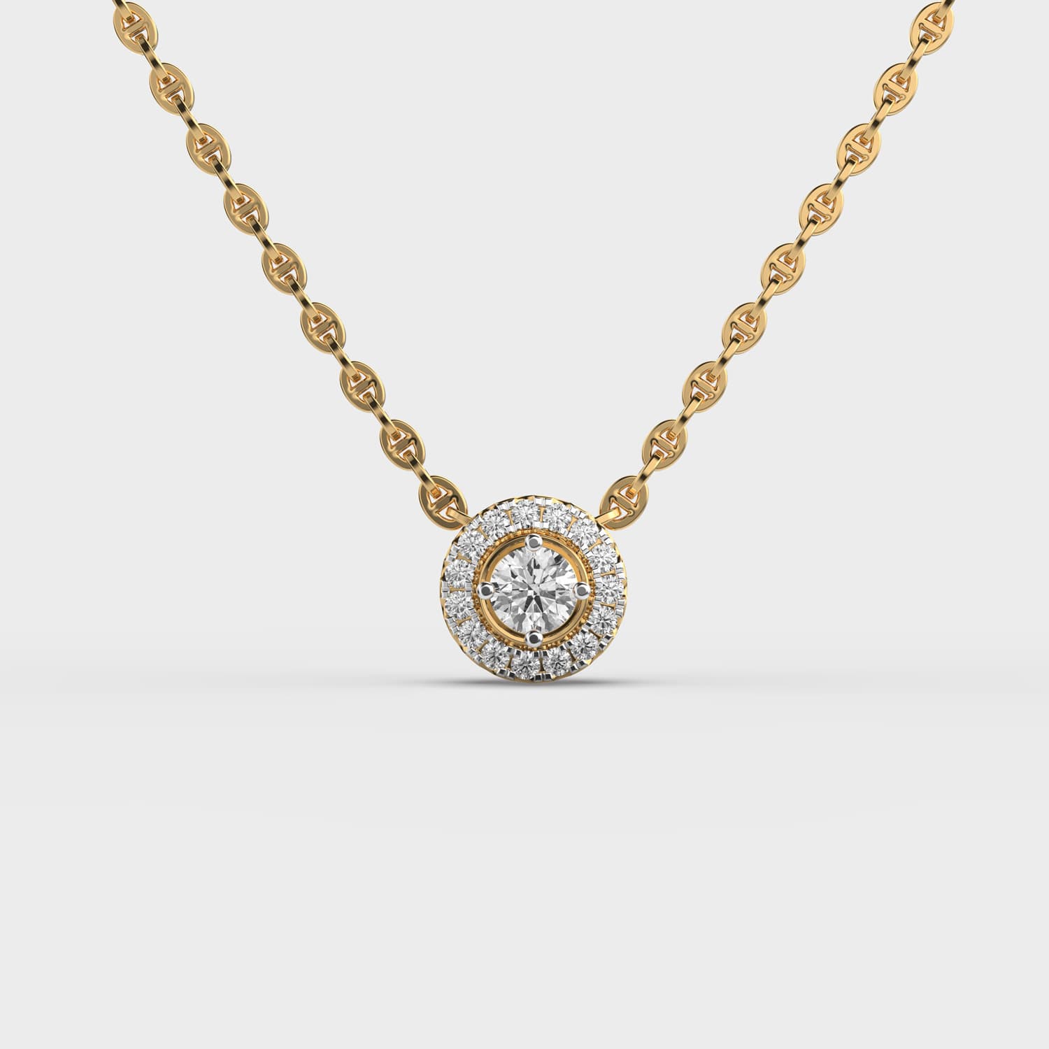 Round Halo Solitaire Diamond Pendant (Without Chain)