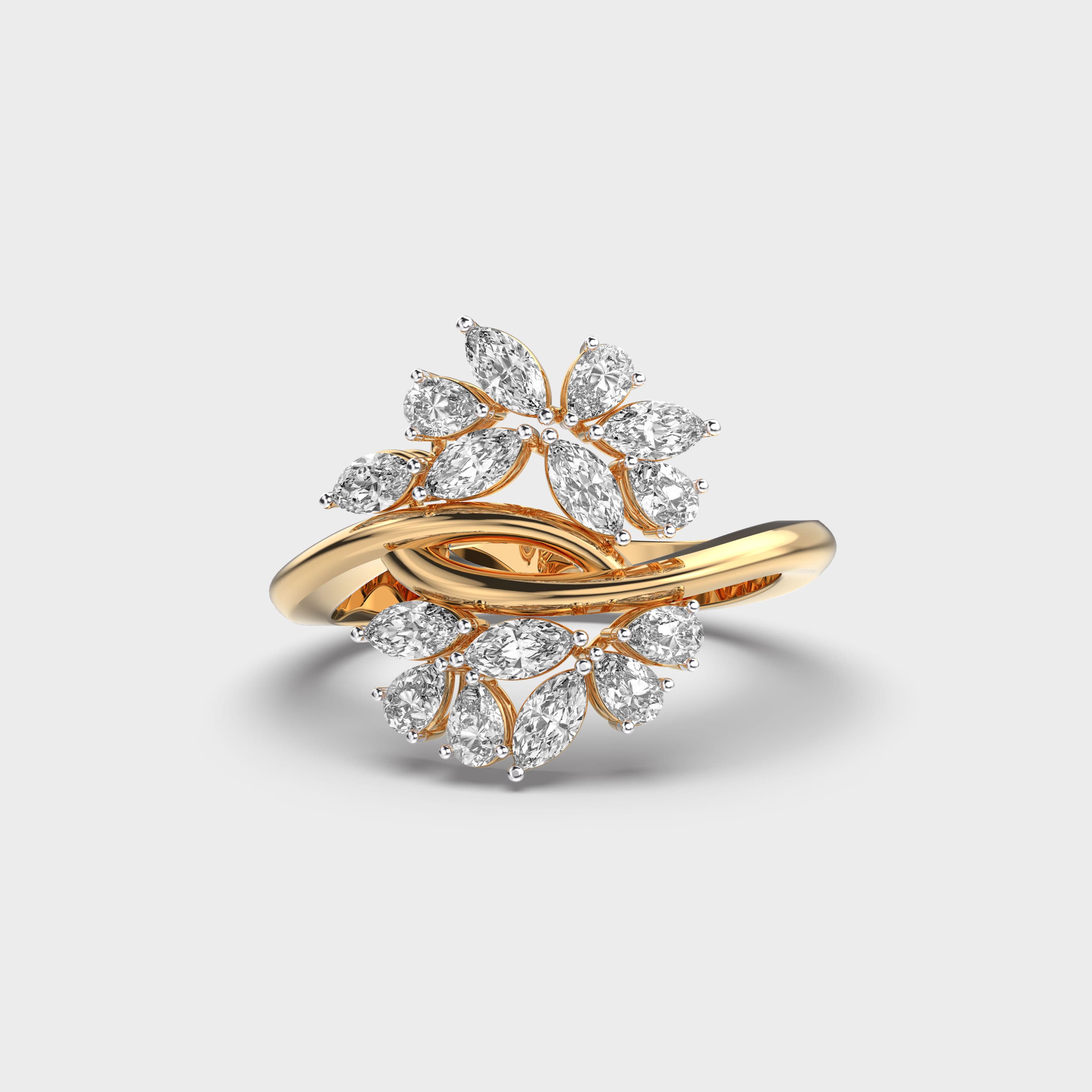 Woven Petal Twist Diamond Ring