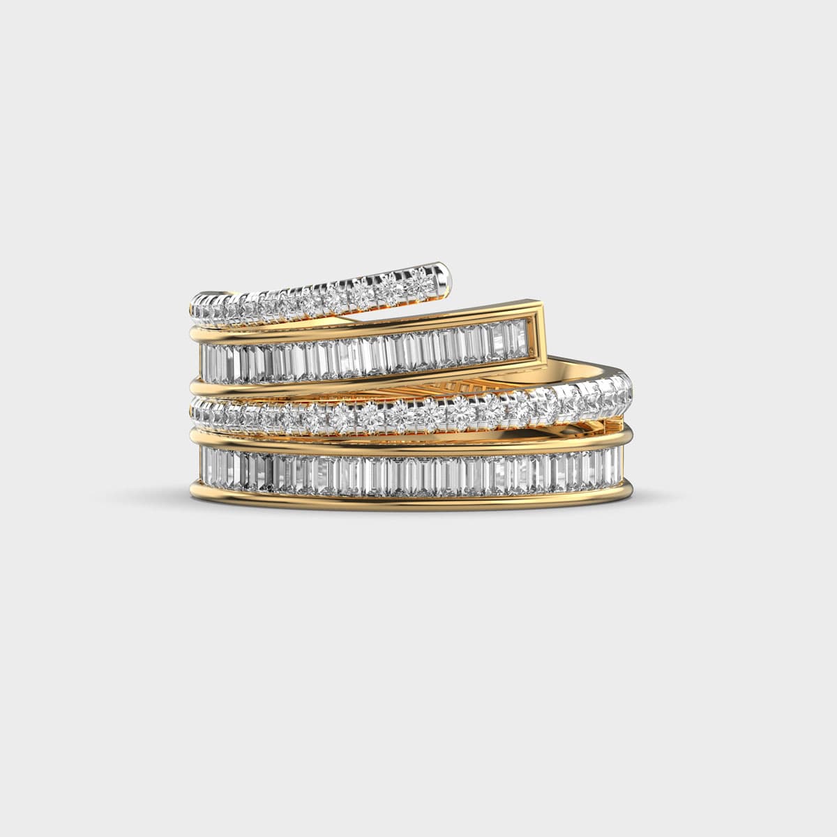 Spiral Coil Baguette Diamond Ring