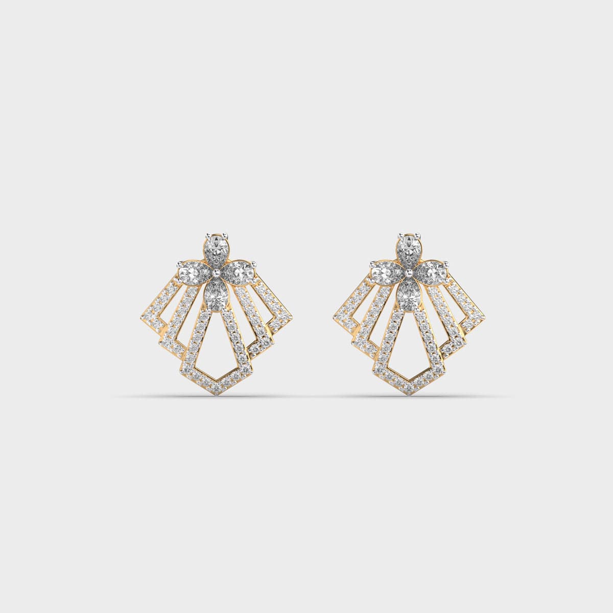 Radiating Fan Deco Diamond Studs