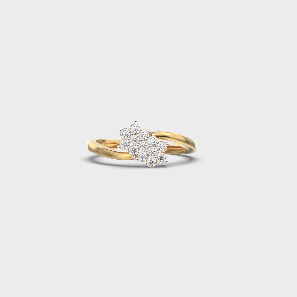 Round Cluster Flower Bypass Diamond Ring