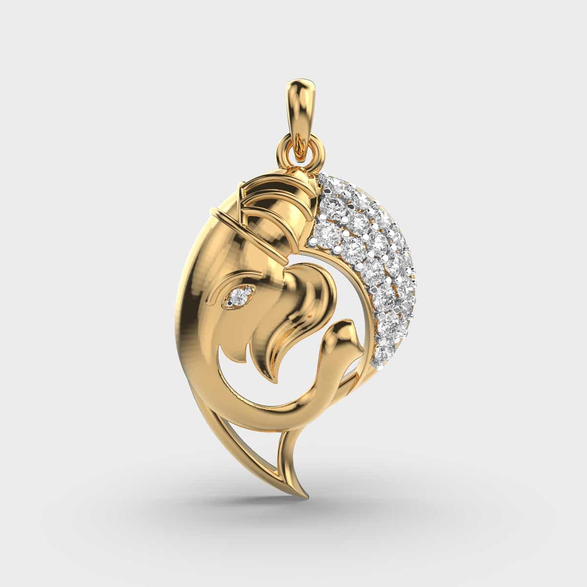 Ganesha Three Lines Diamond Pendant