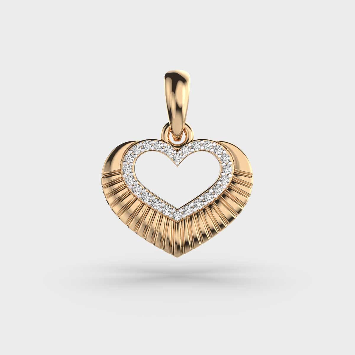 Lovers Heart Diamond Clustered Pendant (Without Chain)