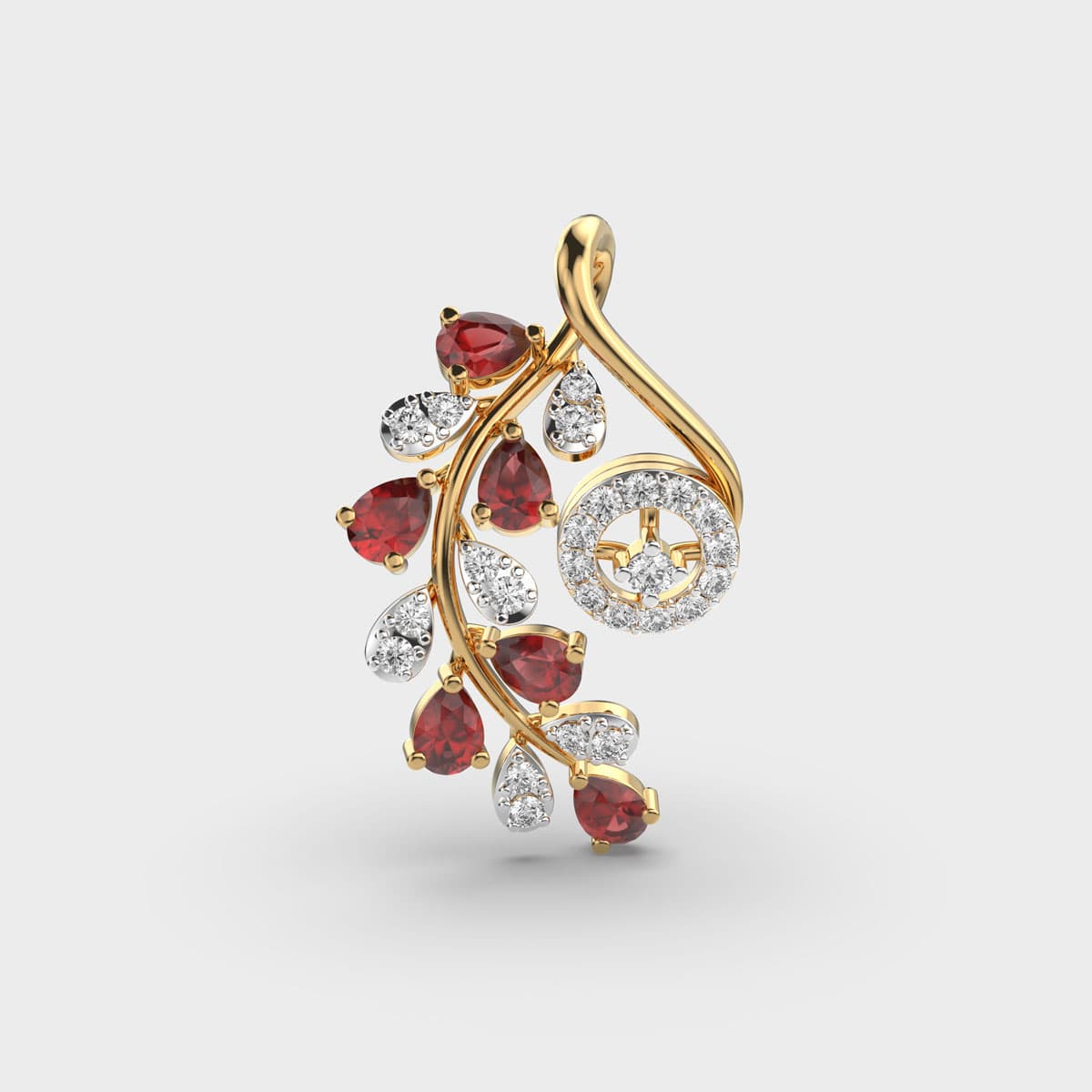 Red Stone Greta Diamond Pendant Without Chain