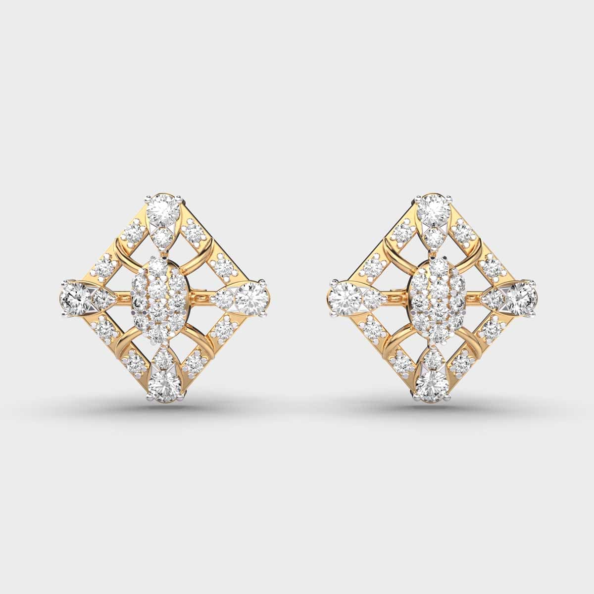 Rhombus Diamond Encrusted Earstuds