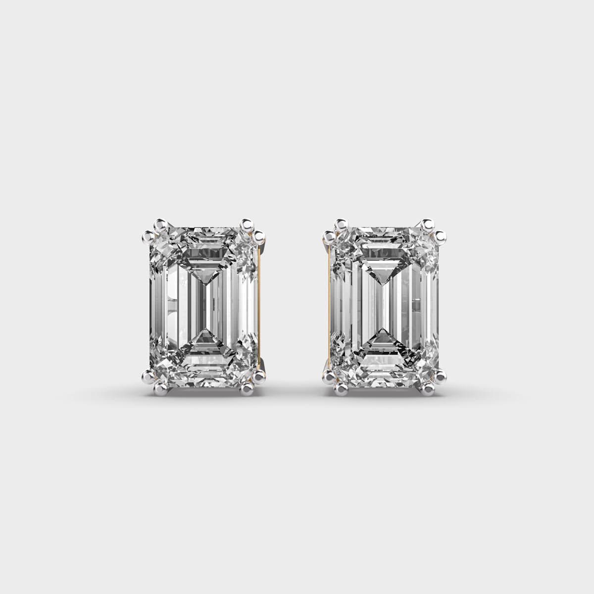 Mini Emerald Cut Diamond Ear Studs