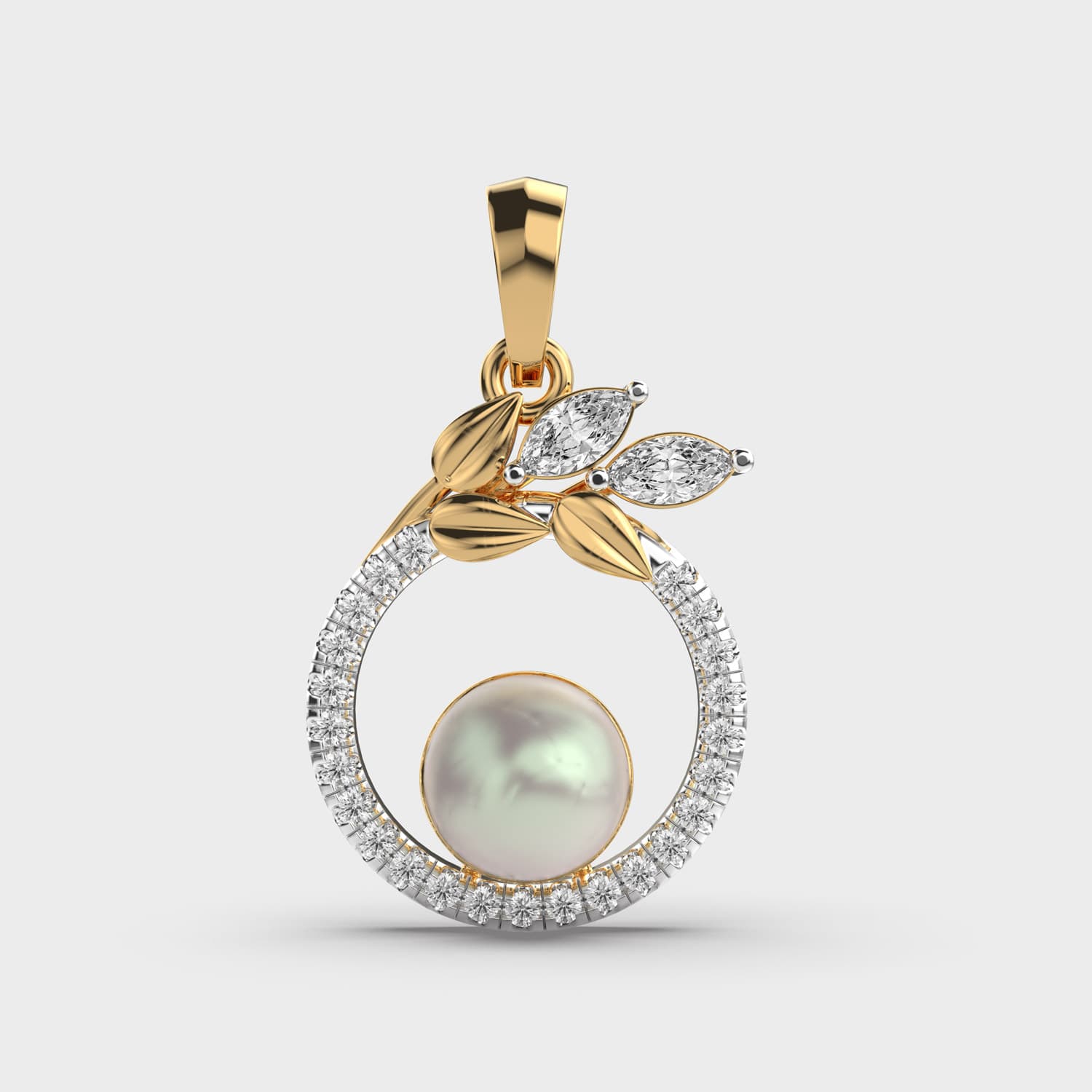 Pearl Wreath Diamond Pendant (Without Chain)