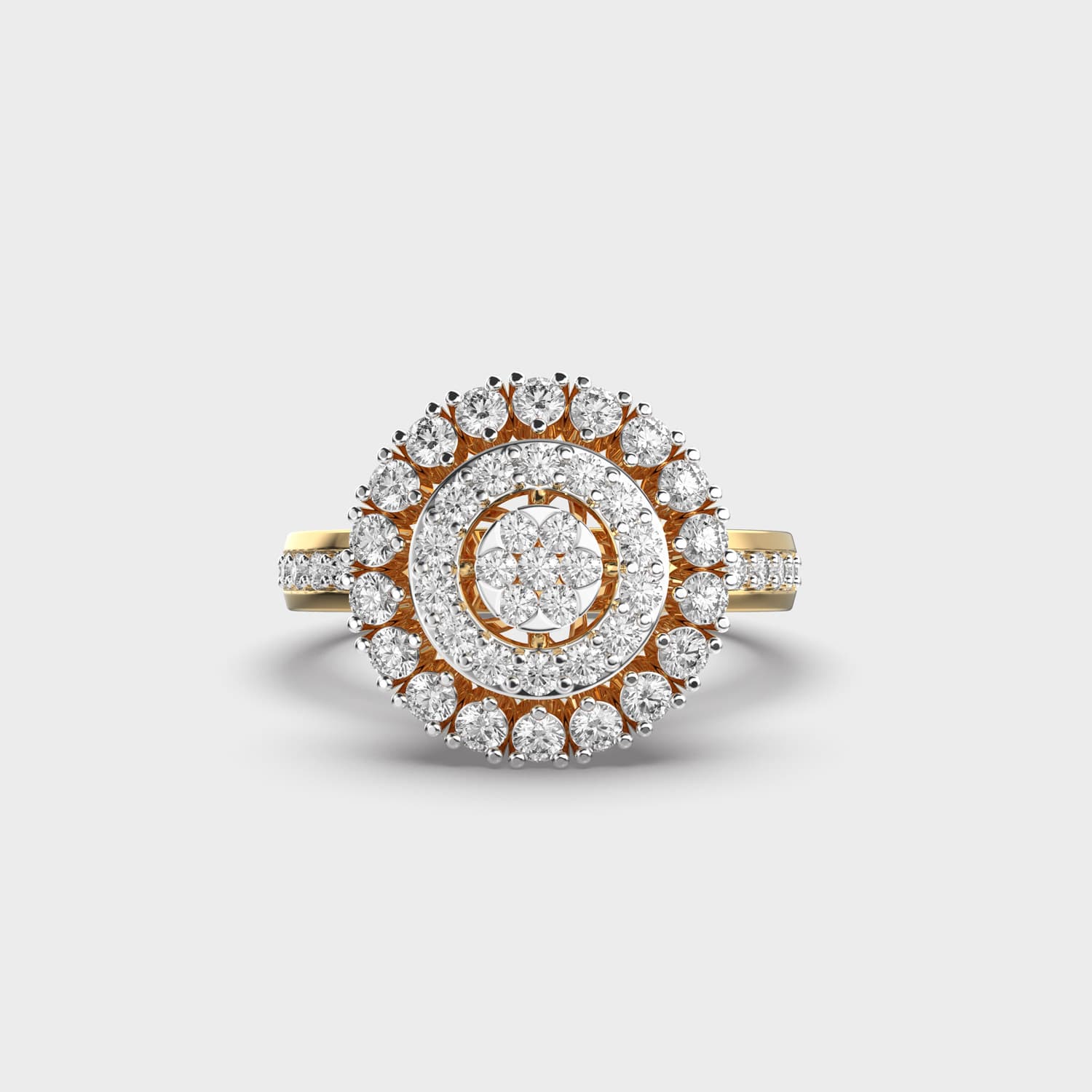 Floral Cluster Double Halo Diamond Ring