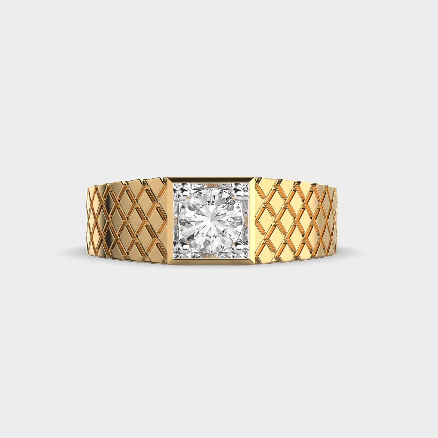 Criss Cross Round Diamond Band Ring For Men