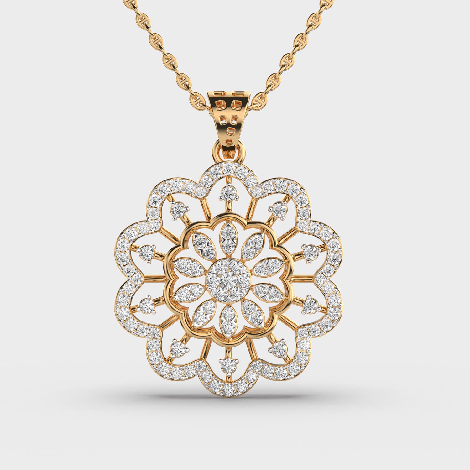 Heliconia Diamond Encrusted Pendant (Without Chain)
