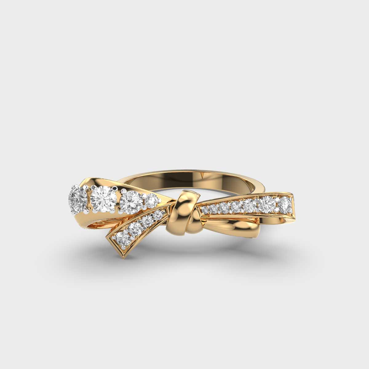 Gold diamond sale bow ring