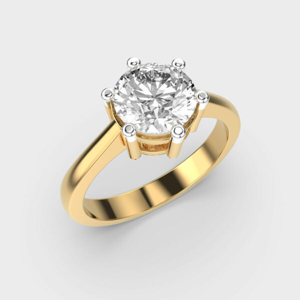 Round Solitaire Diamond Ring, 3-Sided Pavé Band - Nathan Alan Jewelers