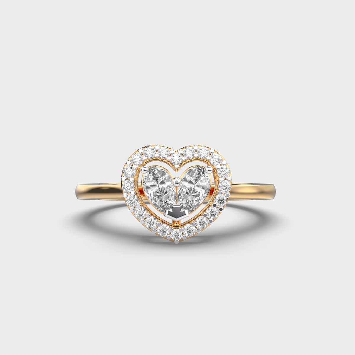 Heart with Halo Diamond Ring