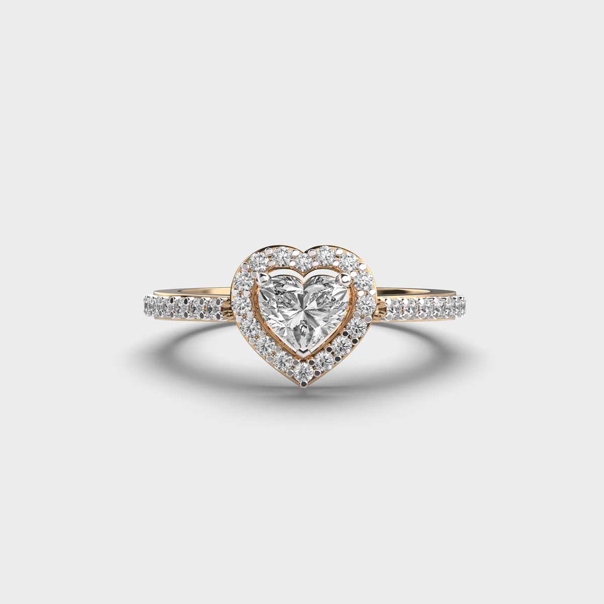 1 Carat Heart Shaped Diamond Engagement Ring in 14k Yellow Gold