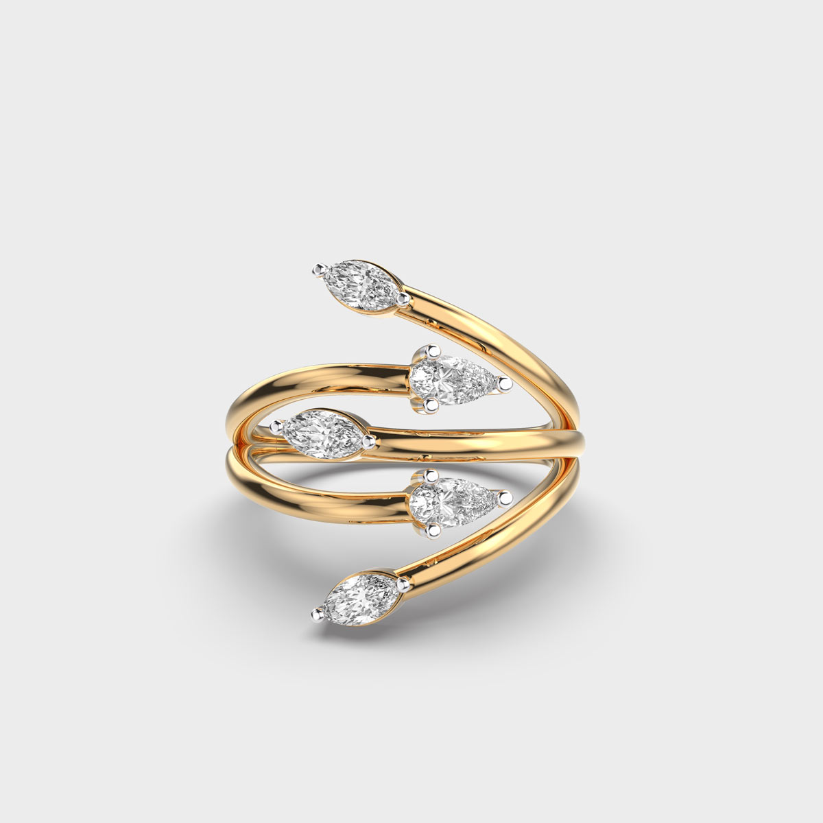 Modern Diamond Engagement Set in Yellow Gold | KLENOTA